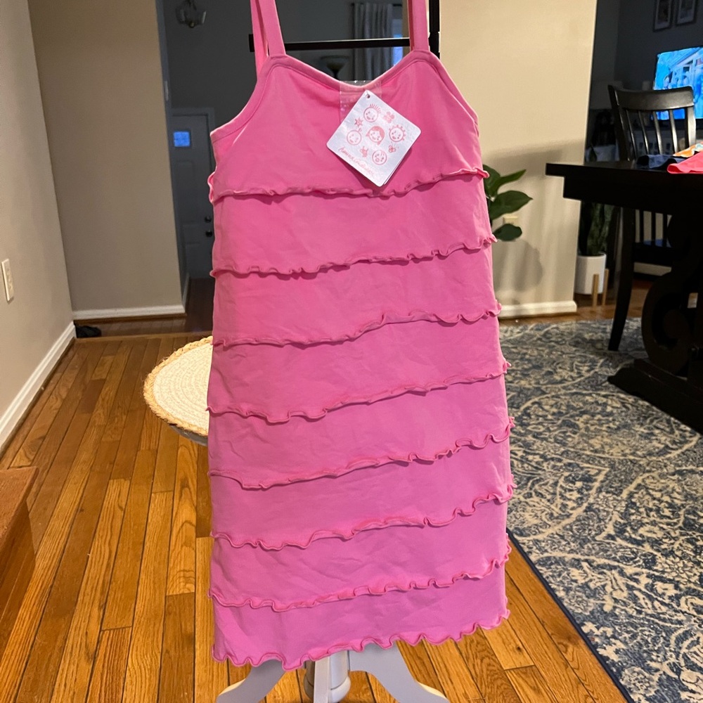 Hanna Andersson 120 -girls 7- Pink Ruffle Dress sleeveless